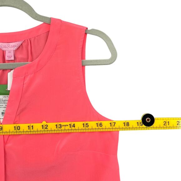 Lilly‎ Pulitzer Silk Sleeveless Stacey Split Neck Pink Coral Blouse Extra Small - Picture 7 of 8